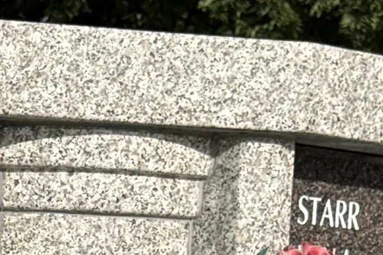 Light Mocha granite on the cap and columns of a columbarium
